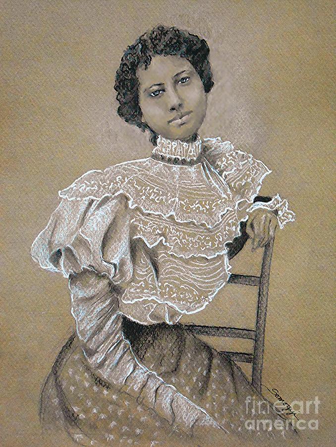 Edwardian Ebony Elegance -- Portrait of Edwardian African-American Woman Drawing by Jayne Somogy