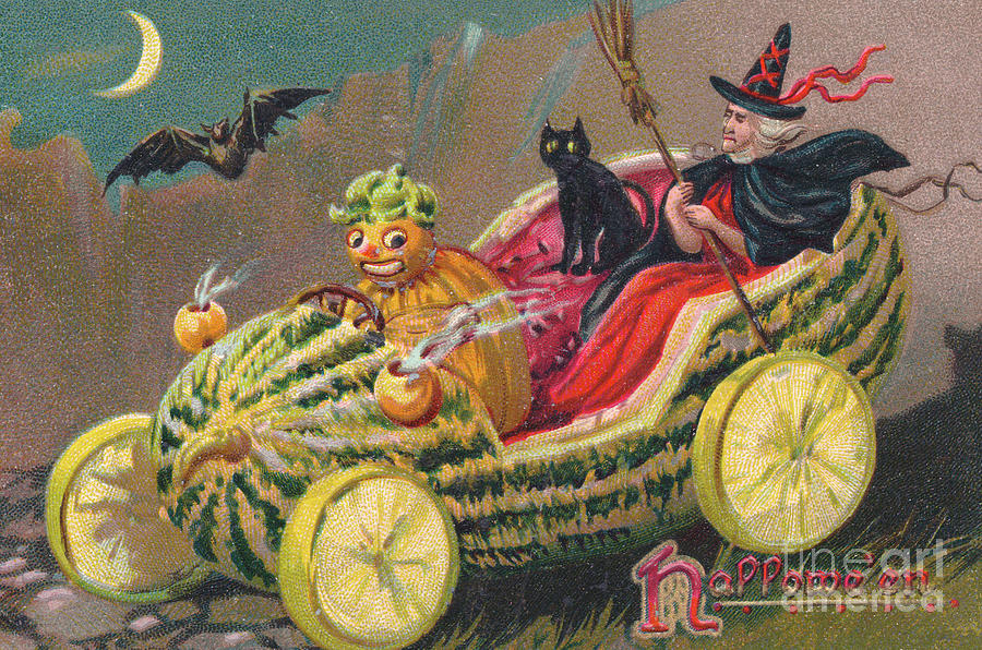 Edwardian halloween card Painting by English School