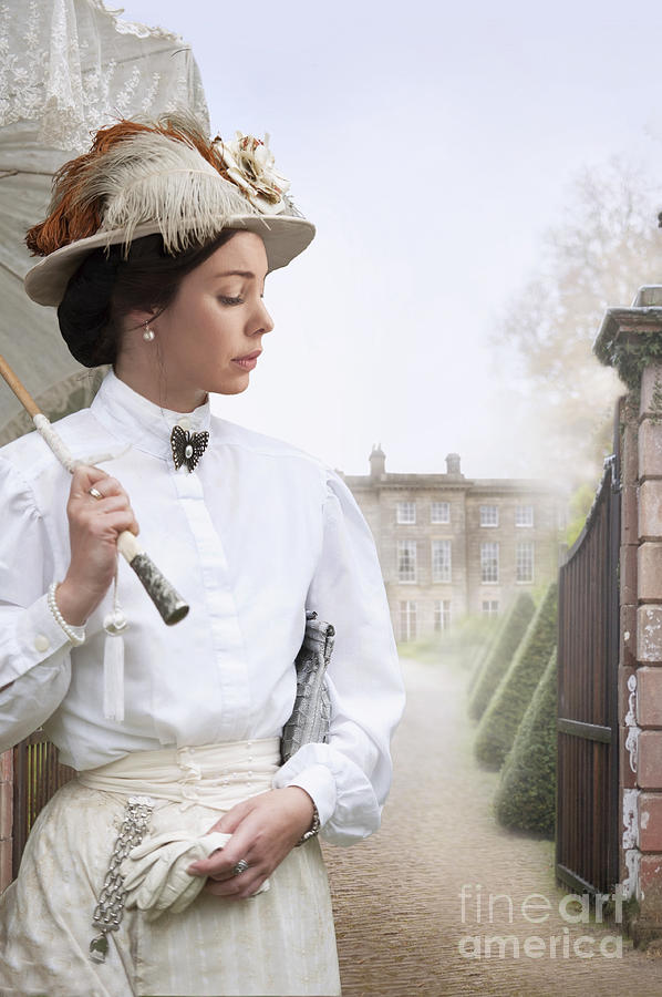 Edwardian Woman At The Approach To A Mansion House  Photograph by Lee Avison