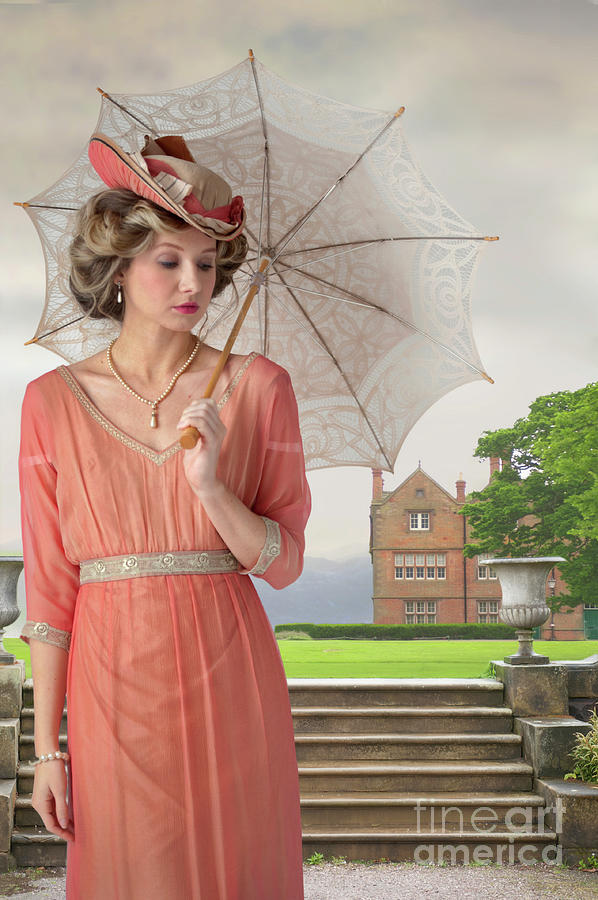Edwardian Woman In The Garden With Parasol Photograph by Lee Avison