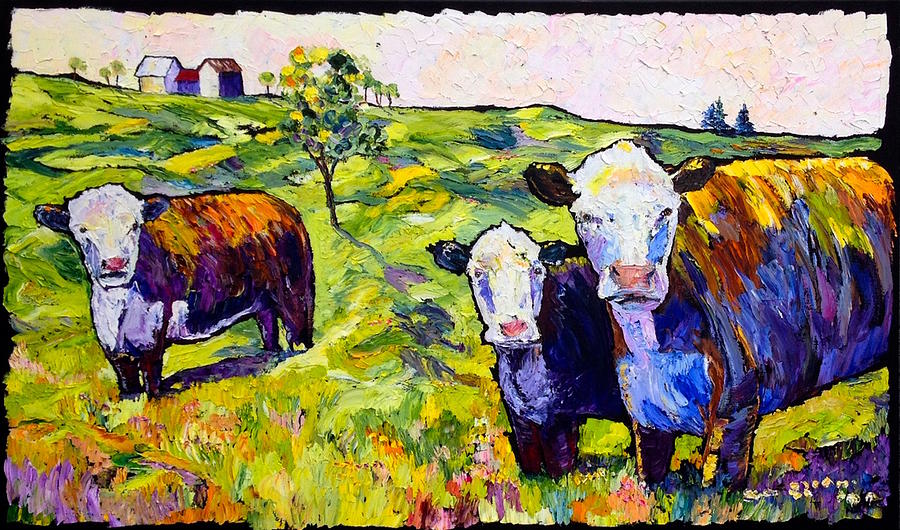 Cow Painting - Eenie Meenie Mynie by Carrie Jacobson