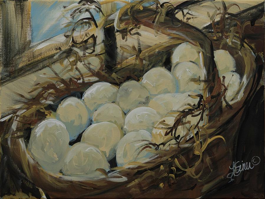 Egg Basket Painting by Terri Einer