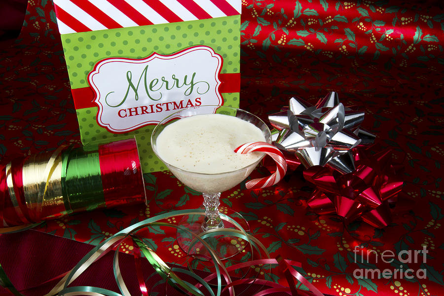 Egg Nog with Wrapping Paper Photograph by Karen Foley