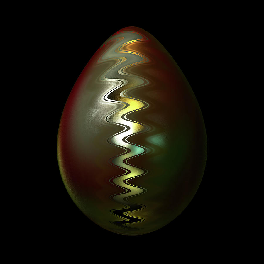 Egg with Flowing Metal Swirl Digital Art by Hakon Soreide