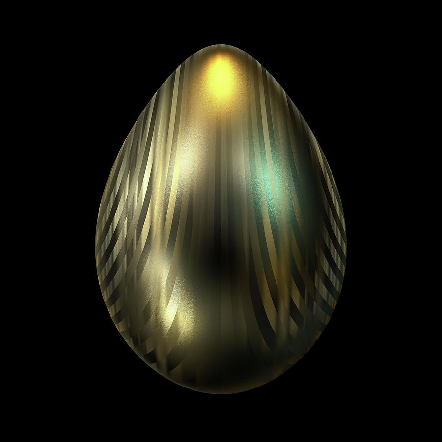 Egg with Lines of Gold Digital Art by Hakon Soreide