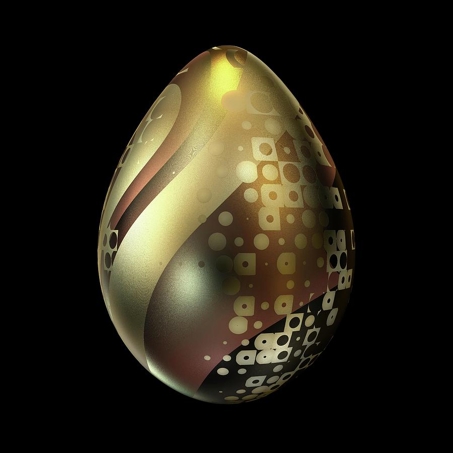 Egg with Metallic Pattern Digital Art by Hakon Soreide