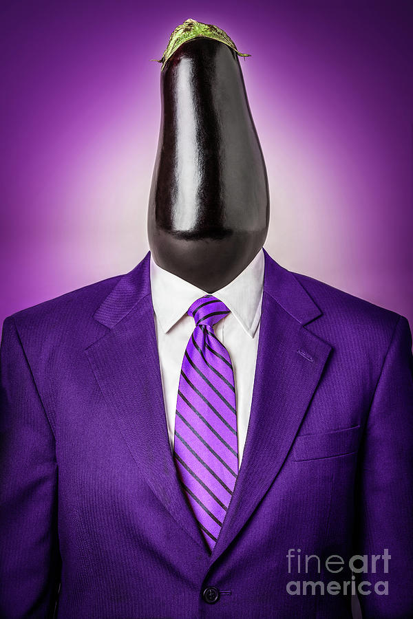 Adult Photograph - Eggplant Head by Juan Silva