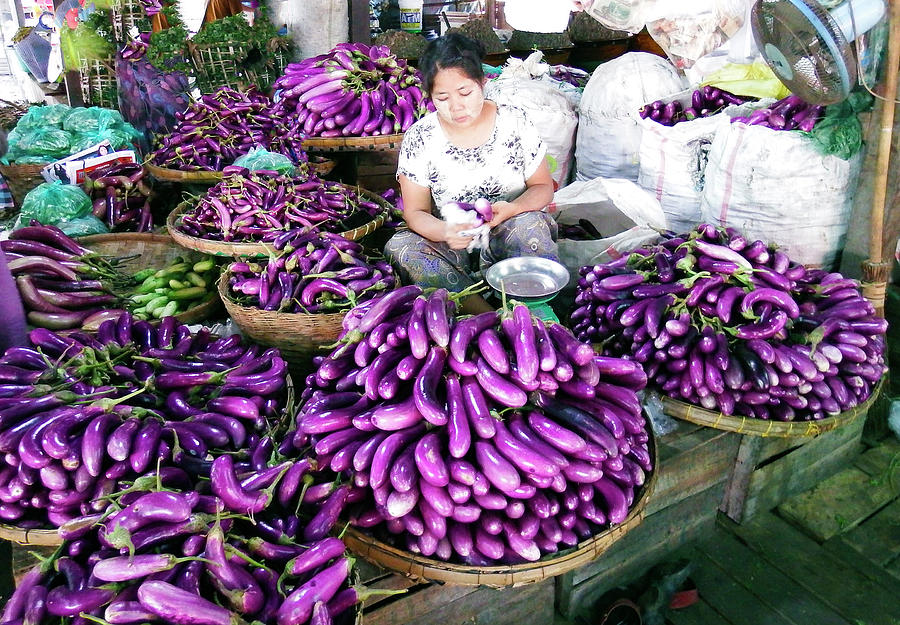 Eggplant Vendor Myanmar Photograph by Kurt Van Wagner