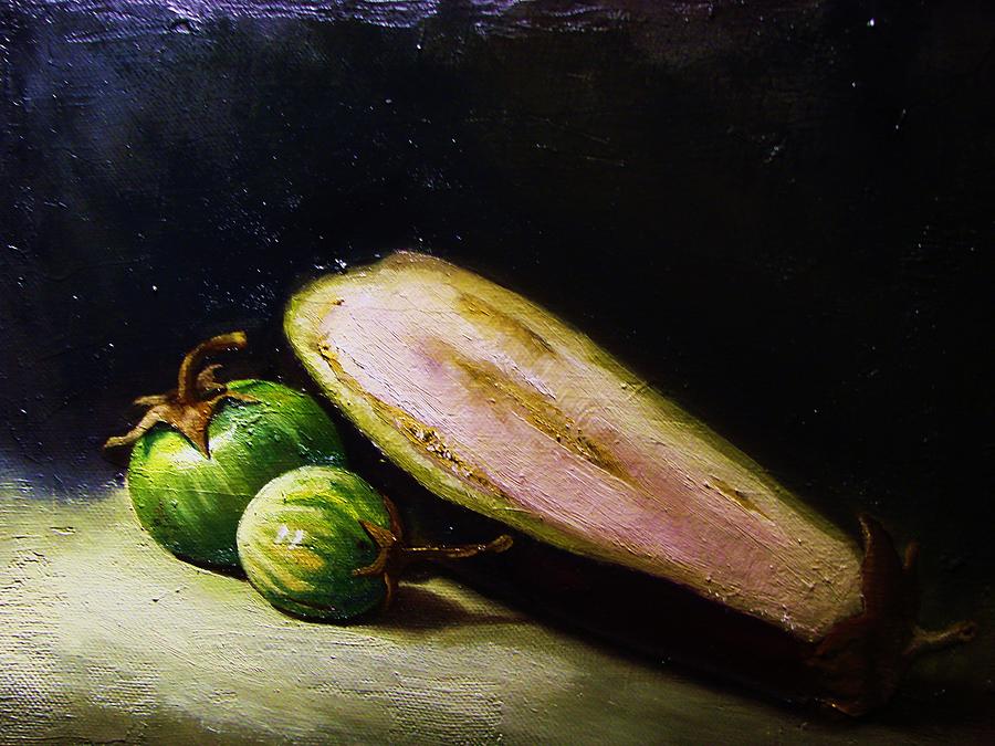 Still Life Painting - Eggplants by Alex Loza