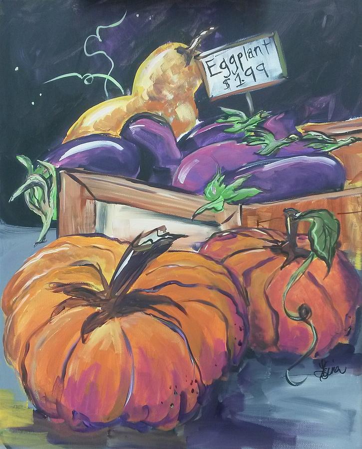Eggplants at the Market Painting by Terri Einer