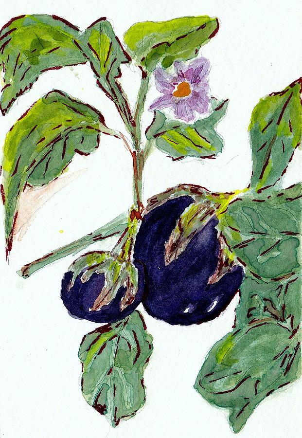 Eggplants I have known Painting by Jane Hayes