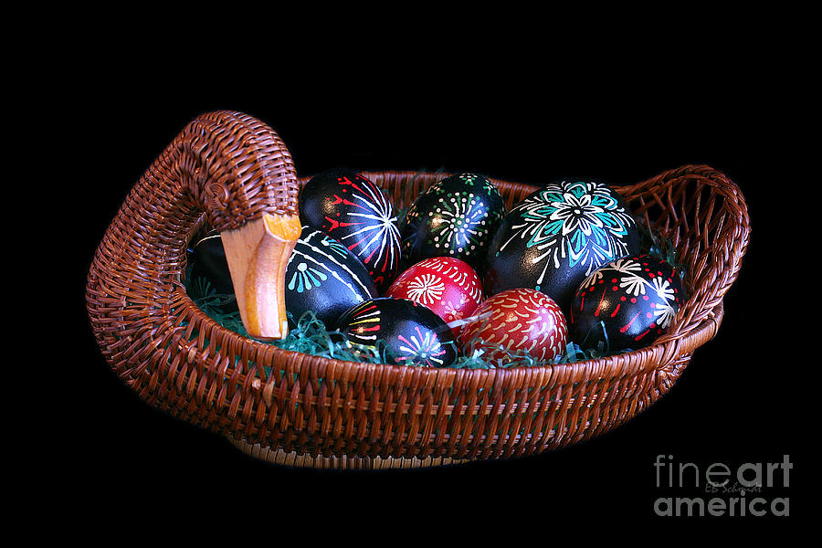 Egg Photograph - Eggs in a Goose Basket by E B Schmidt