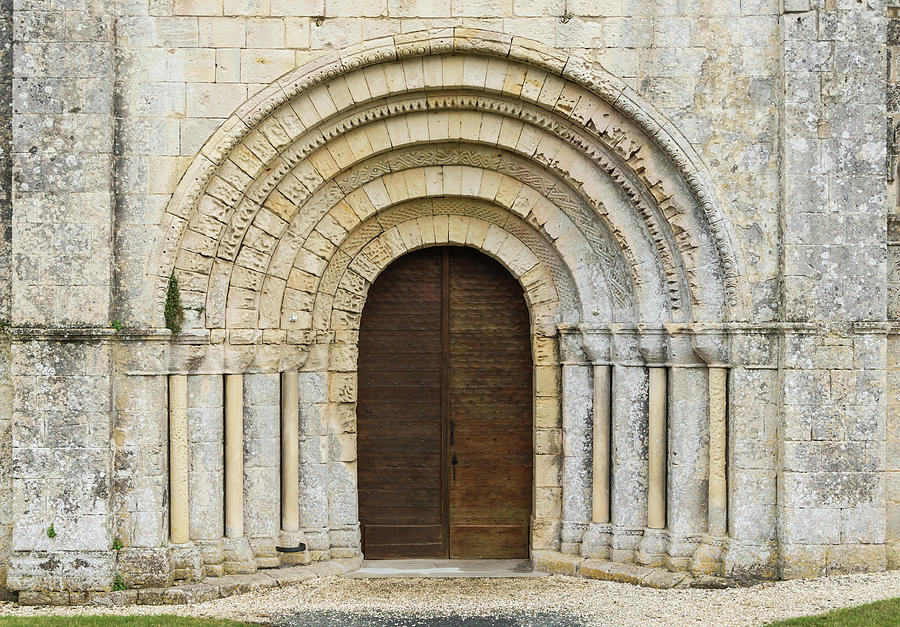 Eglise Marignac Romanesque portal Charente-Maritime Photograph by Jebulon
