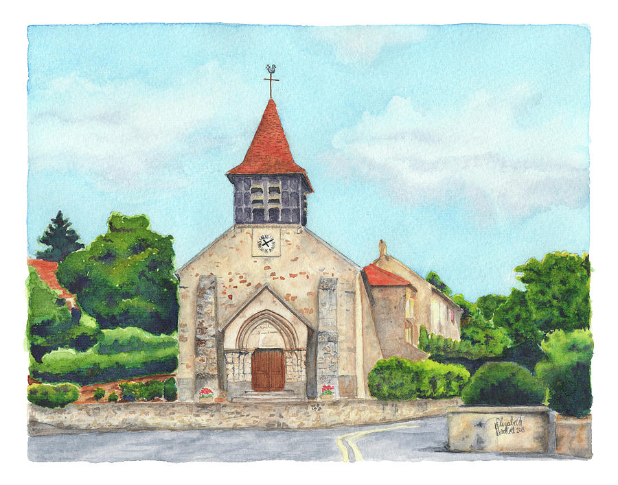 Eglise Paroissiale de Bouresches Painting by Betsy Hackett