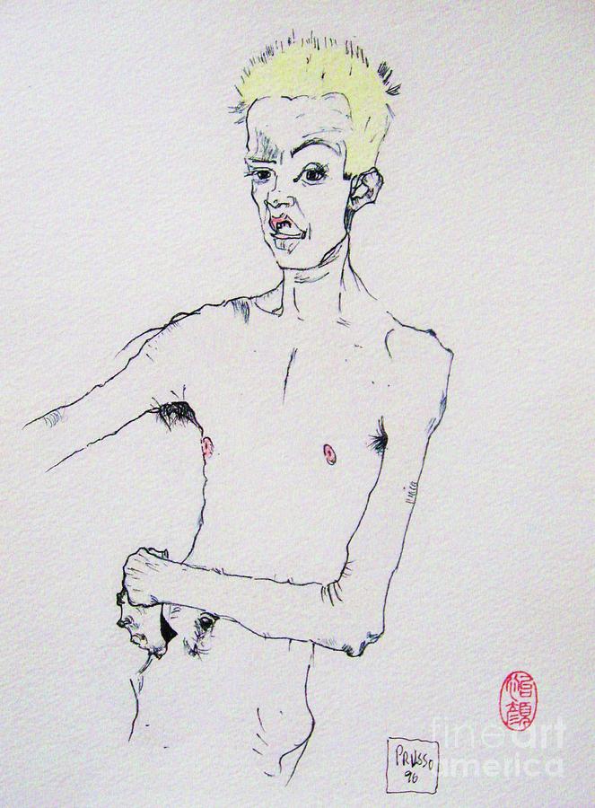 Egon with Conch Drawing by Thea Recuerdo