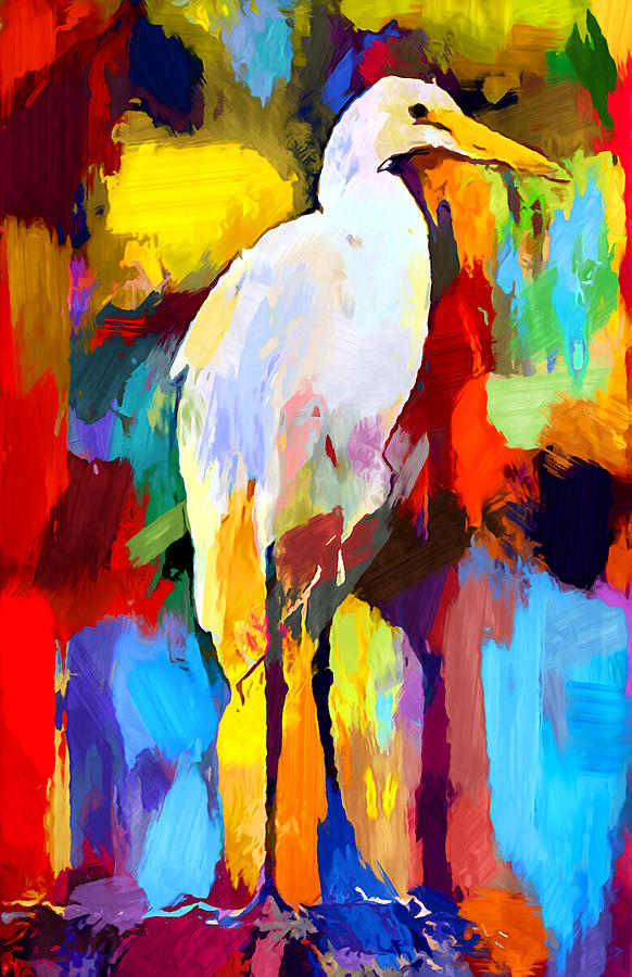 Egret Painting by Chris Butler