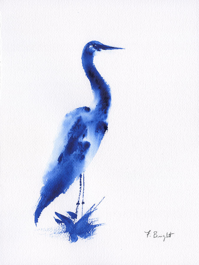 Egret In Blue 3 Painting by Frank Bright