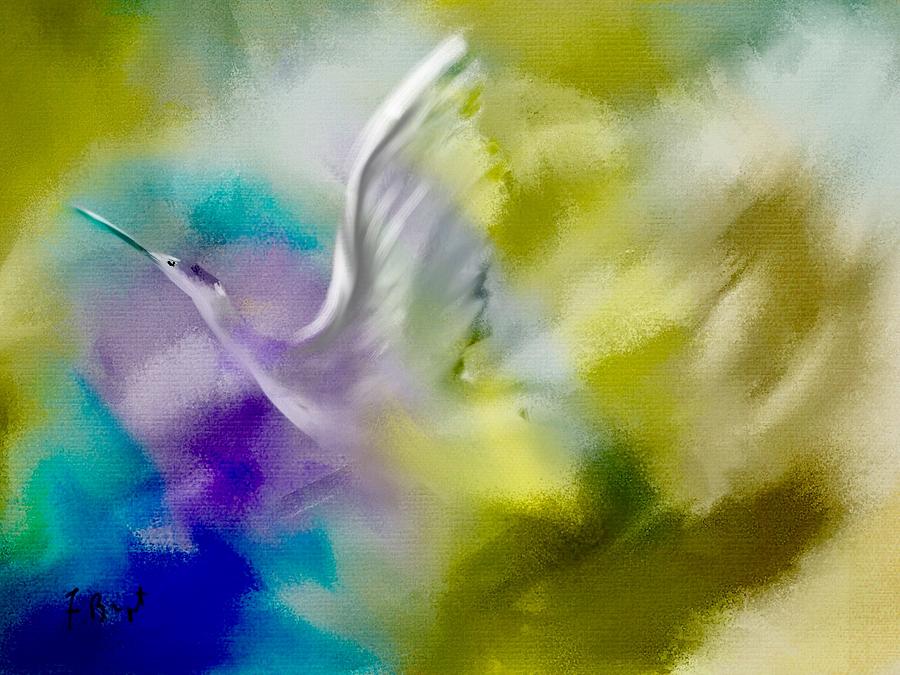 Egret In Light Abstract Digital Art by Frank Bright