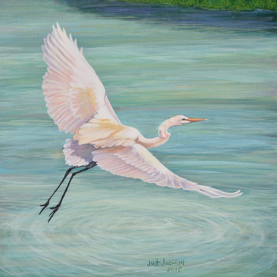 Egret Painting by Jeanette Jarmon