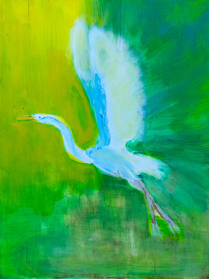 Egret Lift Off Painting by Frank Bright