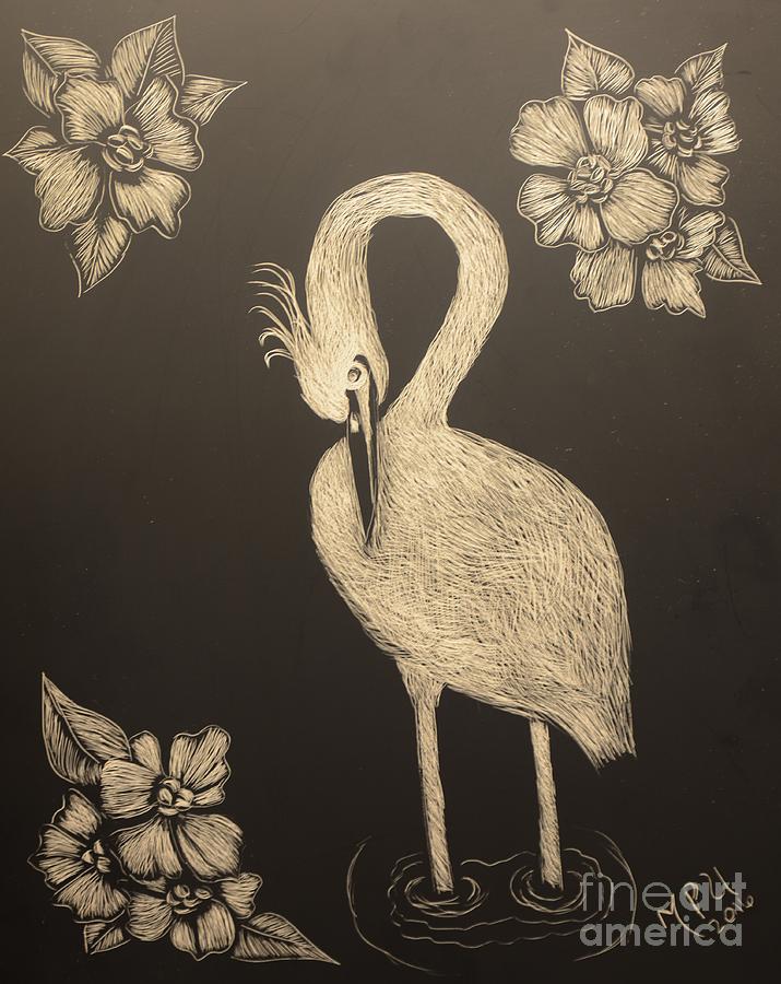 Egret Drawing by Maria Urso