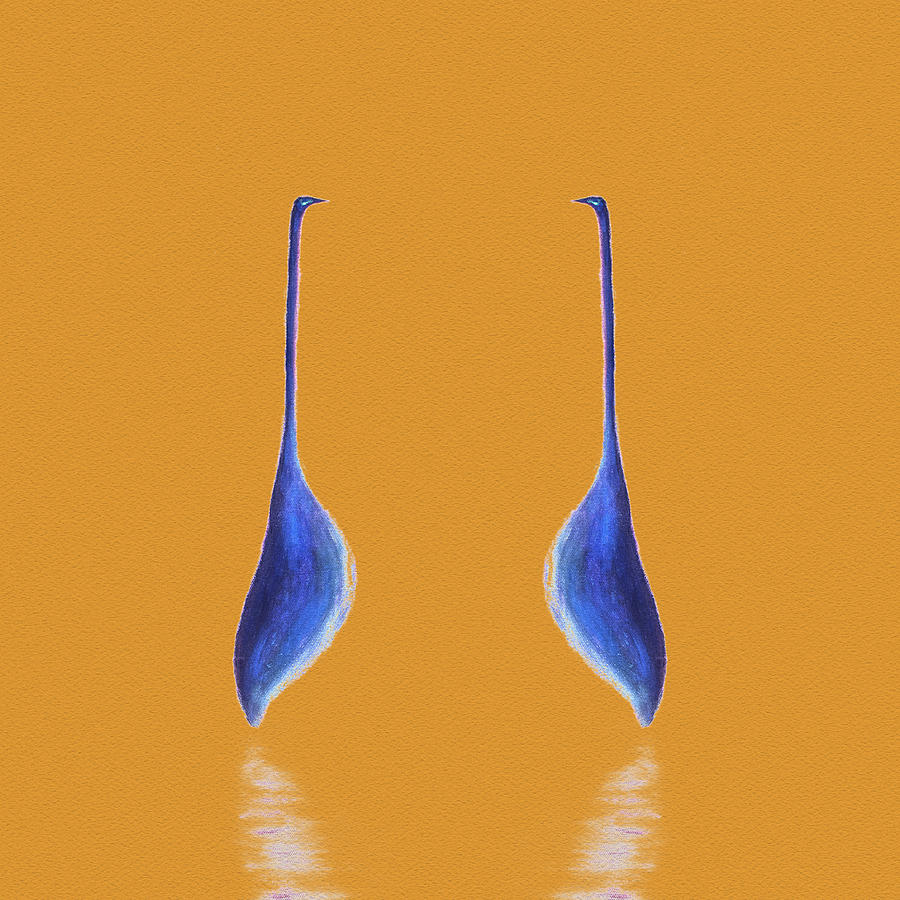 Egret Mirrored on Orange Square by Gecko Joy Egret Mirrored on Orange Square by Gecko Joy