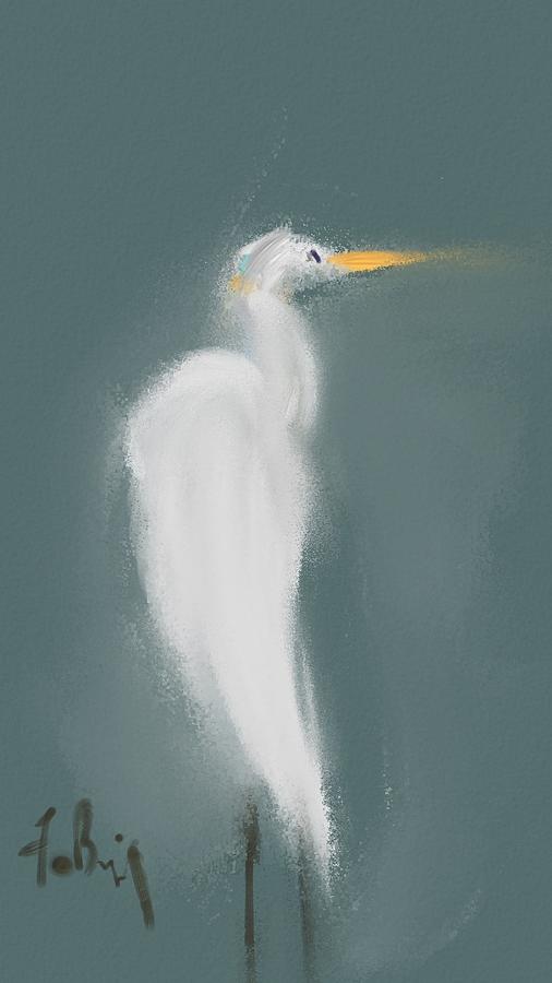 Egret on Alert Digital Art by Frank Bright