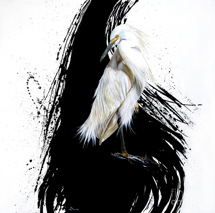 Egret Painting - Egret by Sandi Baker
