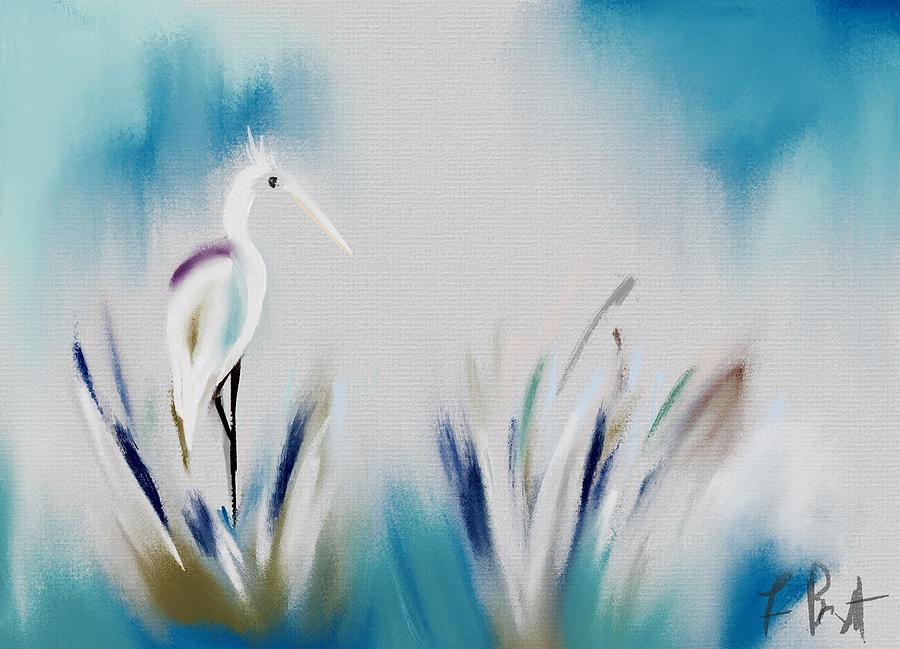 Bird Digital Art - Egret Splash by Frank Bright