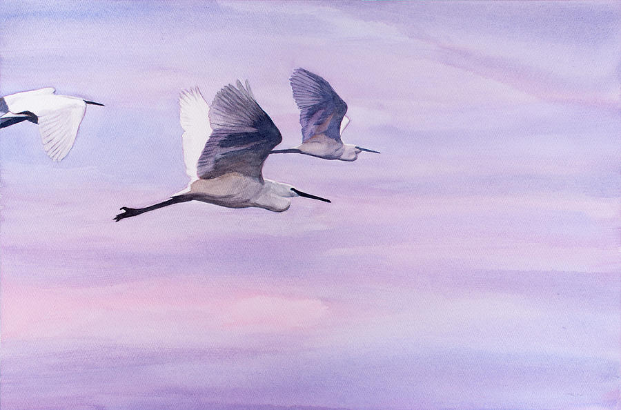 Egrets at Dawn Painting by Christopher Reid