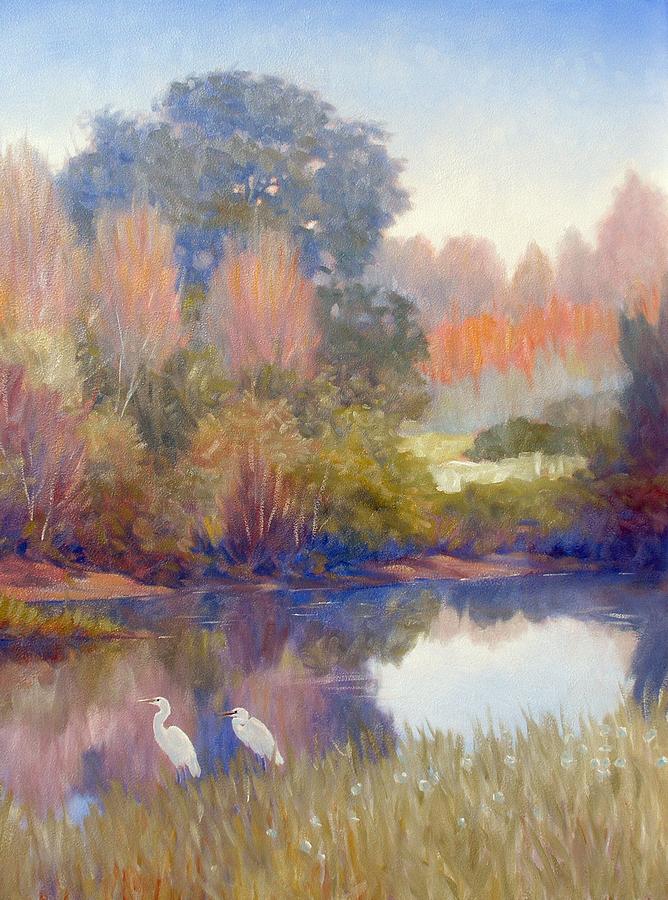 Egrets Painting by Kevin Leveque