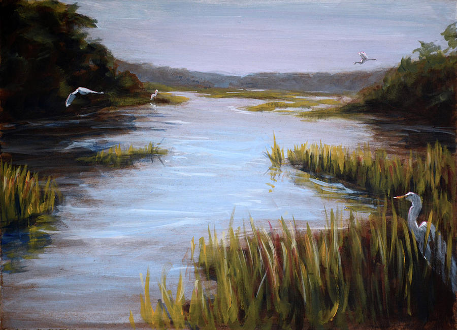 Egrets Study Painting by Christopher Reid