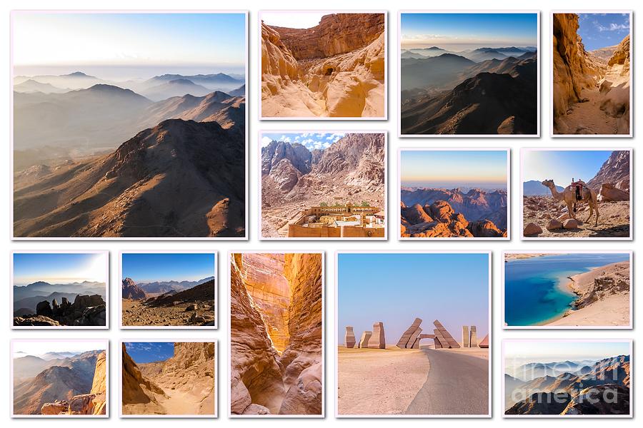 Egypt Sinai Peninsula collage Pyrography by Benny Marty