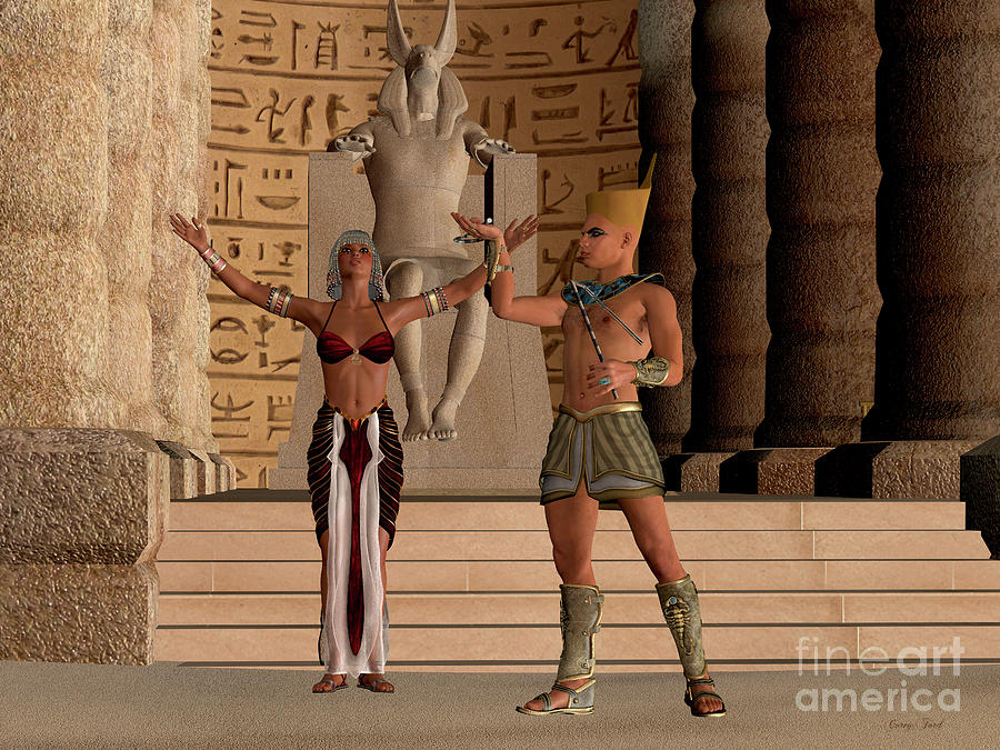 Egyptian Couple in Temple Digital Art by Corey Ford