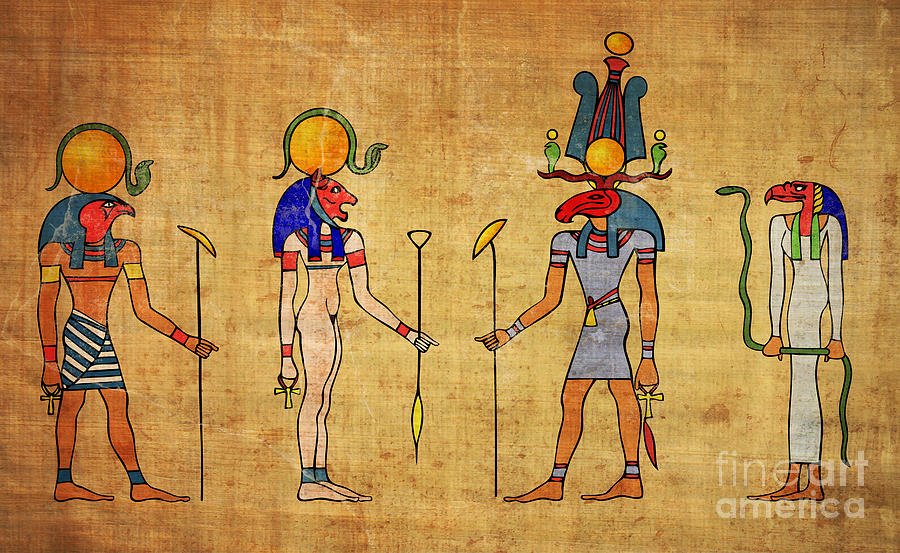 Egyptian Gods and Goddness Digital Art by Michal Boubin
