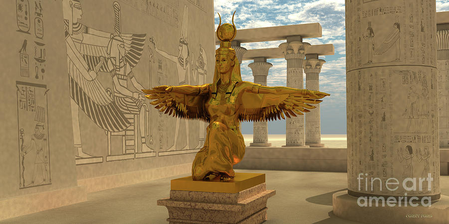 Egyptian Isis Statue Digital Art by Corey Ford