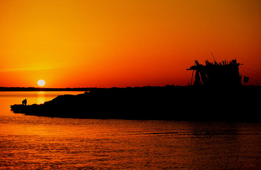 Egyptian Sunset on Lake Nasser Pyrography by Julian Wicksteed