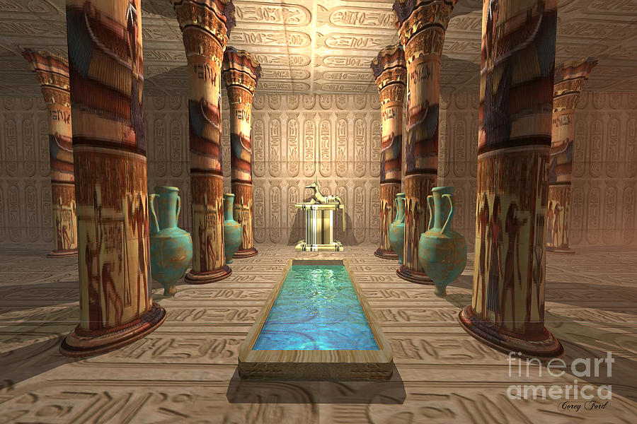 Egyptian Temple Painting by Corey Ford