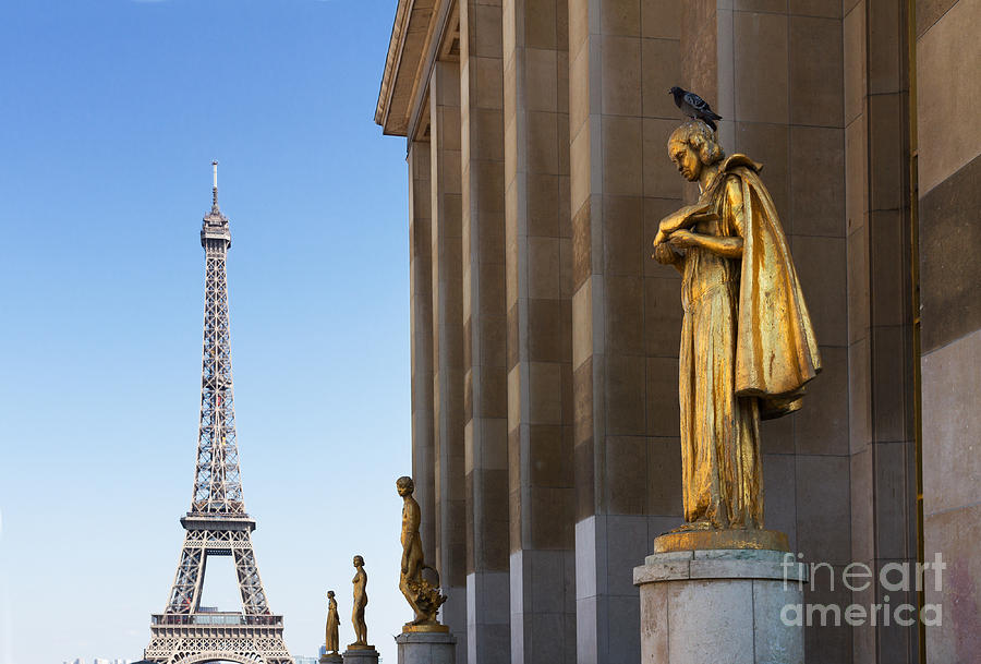 Eiffel Tour And Statues Of Trocadero Photograph