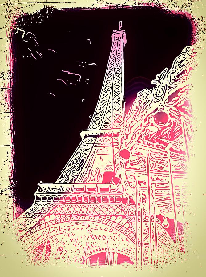Eiffel Tower abstract pink and beige Photograph by Mark J Dunn