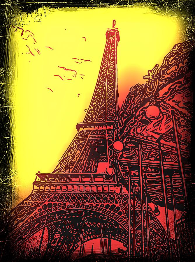 Eiffel Tower Abstract yellow Photograph by Mark J Dunn