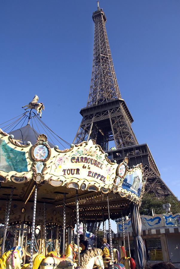 Eiffel Tower Photograph - Eiffel Tower and Ancient Carousel by Charles  Ridgway