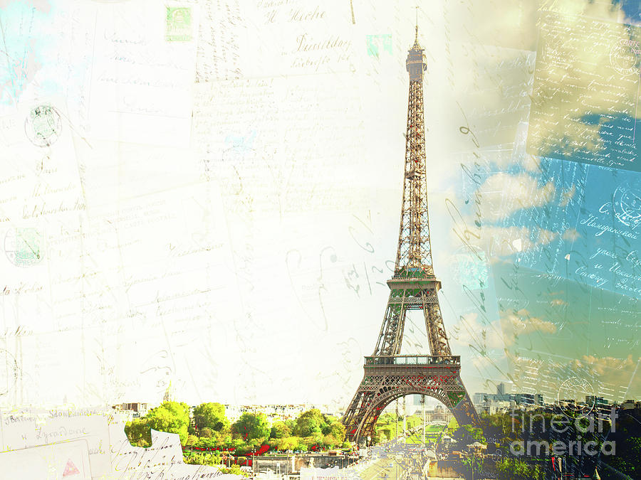 Eiffel Tower And Paris Postcard Photograph