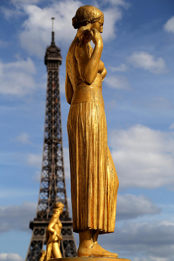 Eiffel Tower And Statue 1 Photograph by Andrew Fare