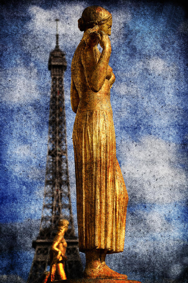 Eiffel Tower And Statue 1b Photograph by Andrew Fare