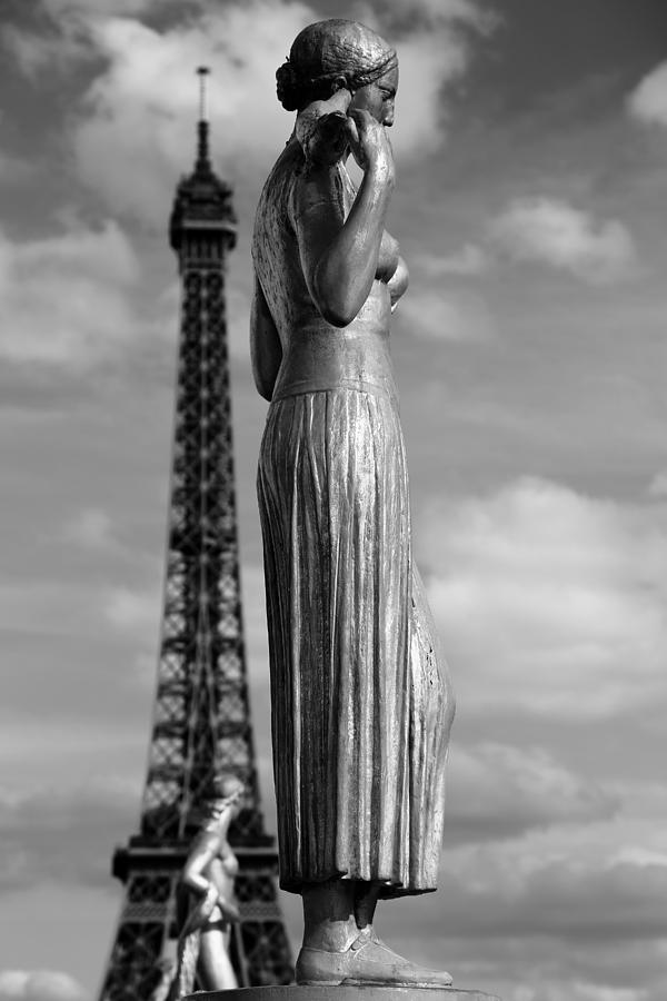 Eiffel Tower And Statue 2 Photograph by Andrew Fare