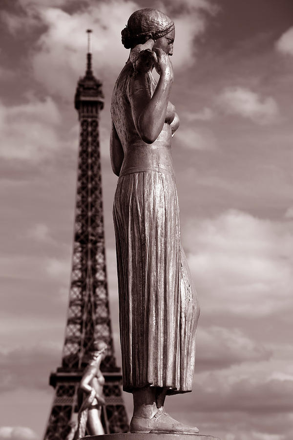 Eiffel Tower And Statue 3 Photograph