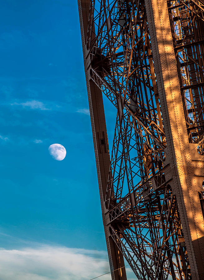 Eiffel Tower and the Moon Photograph by Micah Goff