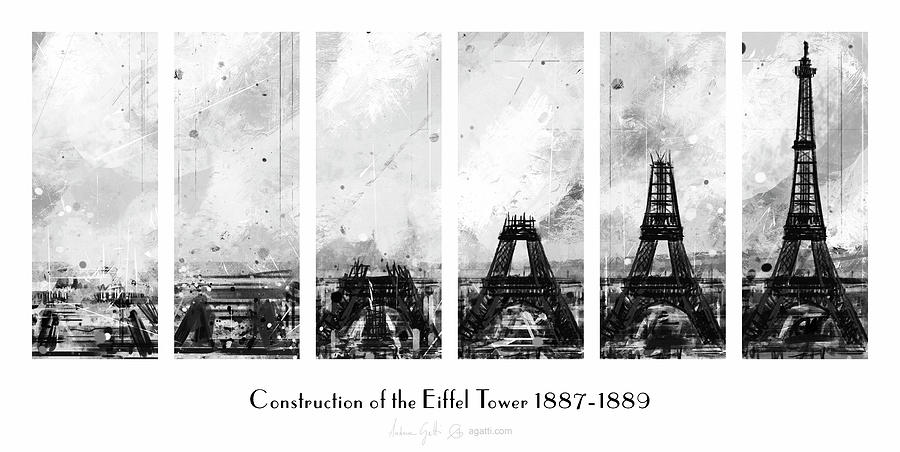 Eiffel Tower Construction Digital Art