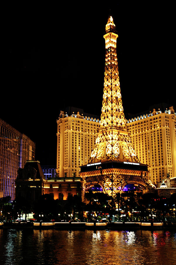 Eiffel Tower at Night Vegas Photograph by Marilyn Hunt